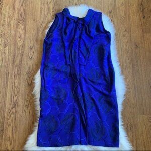 Marni Blue Ruffle Sleeveless Silk Blend Dress 40